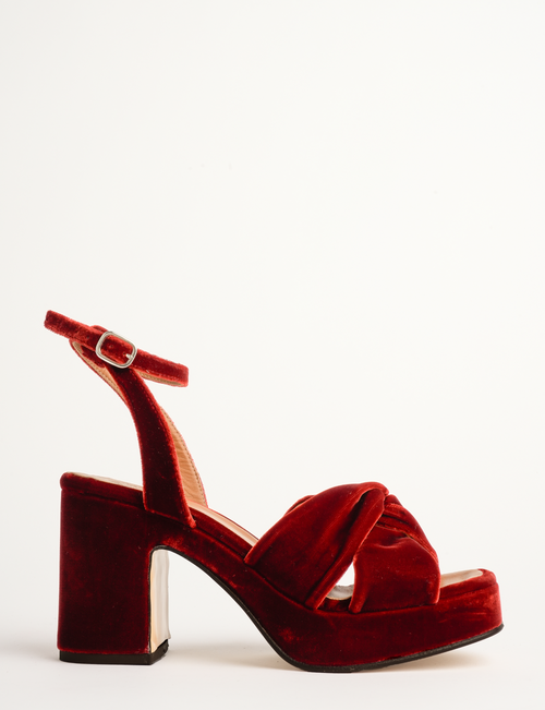 Hibiscus Platform Velvet Sandal