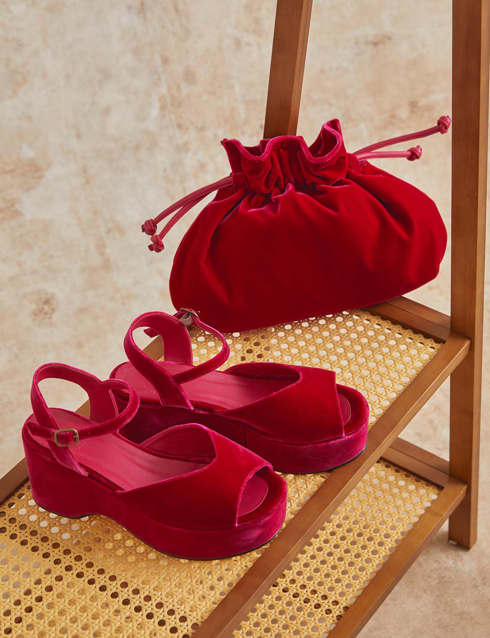 Camellia Platform Velvet Sandal