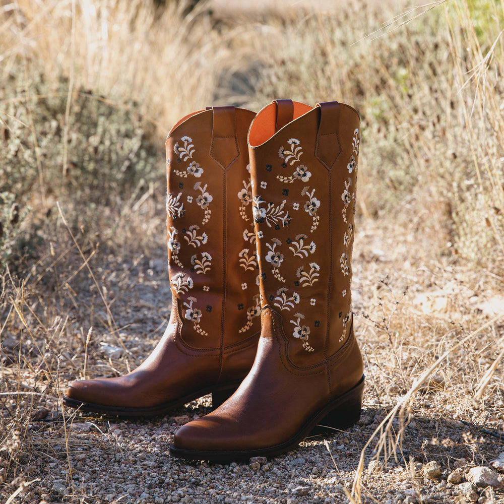 Goldie Embroidered Leather Boot