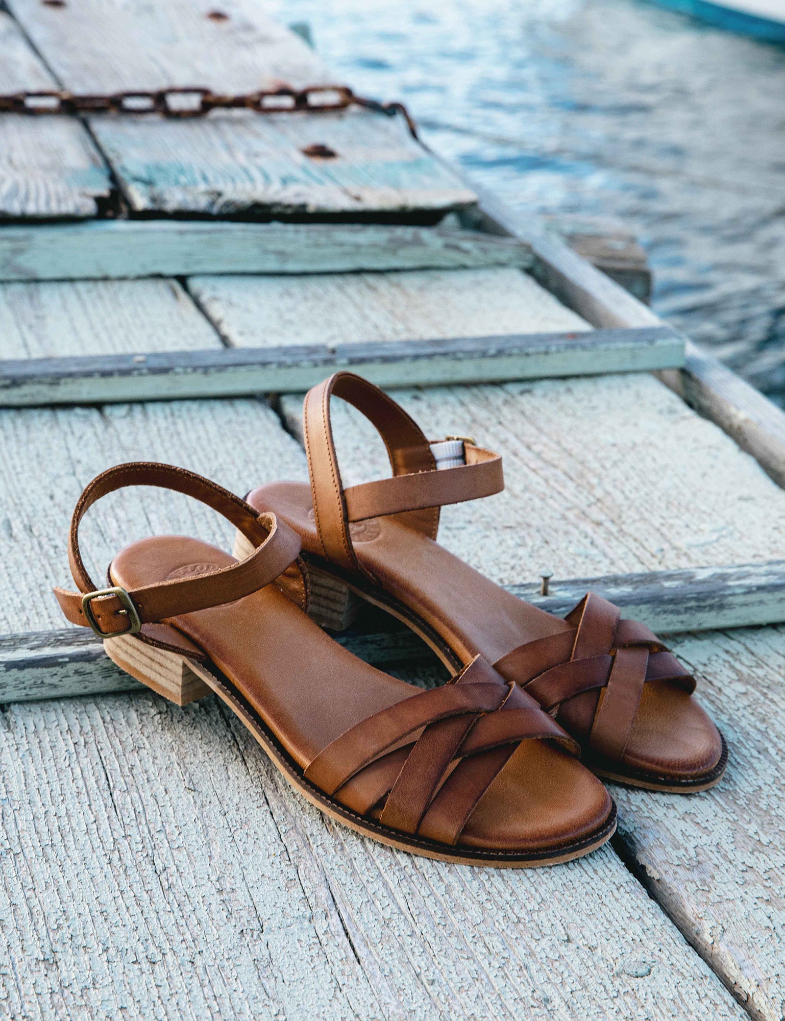 Heeled Shepherdess Leather Sandal