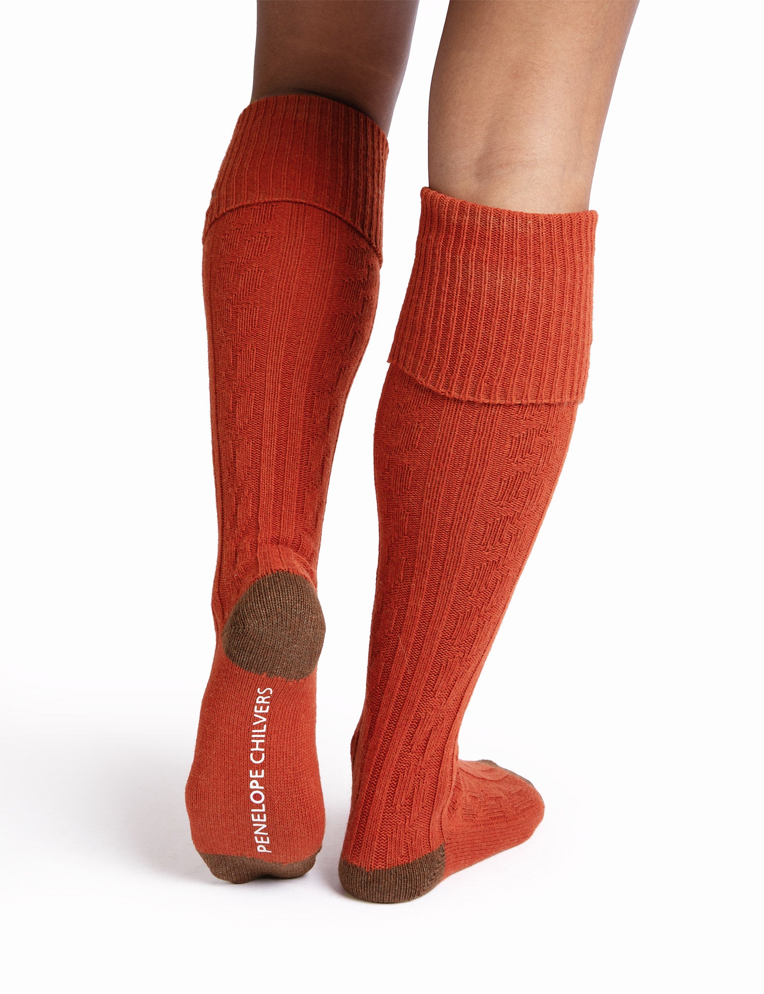 Cashmere Blend Cable Boot Socks