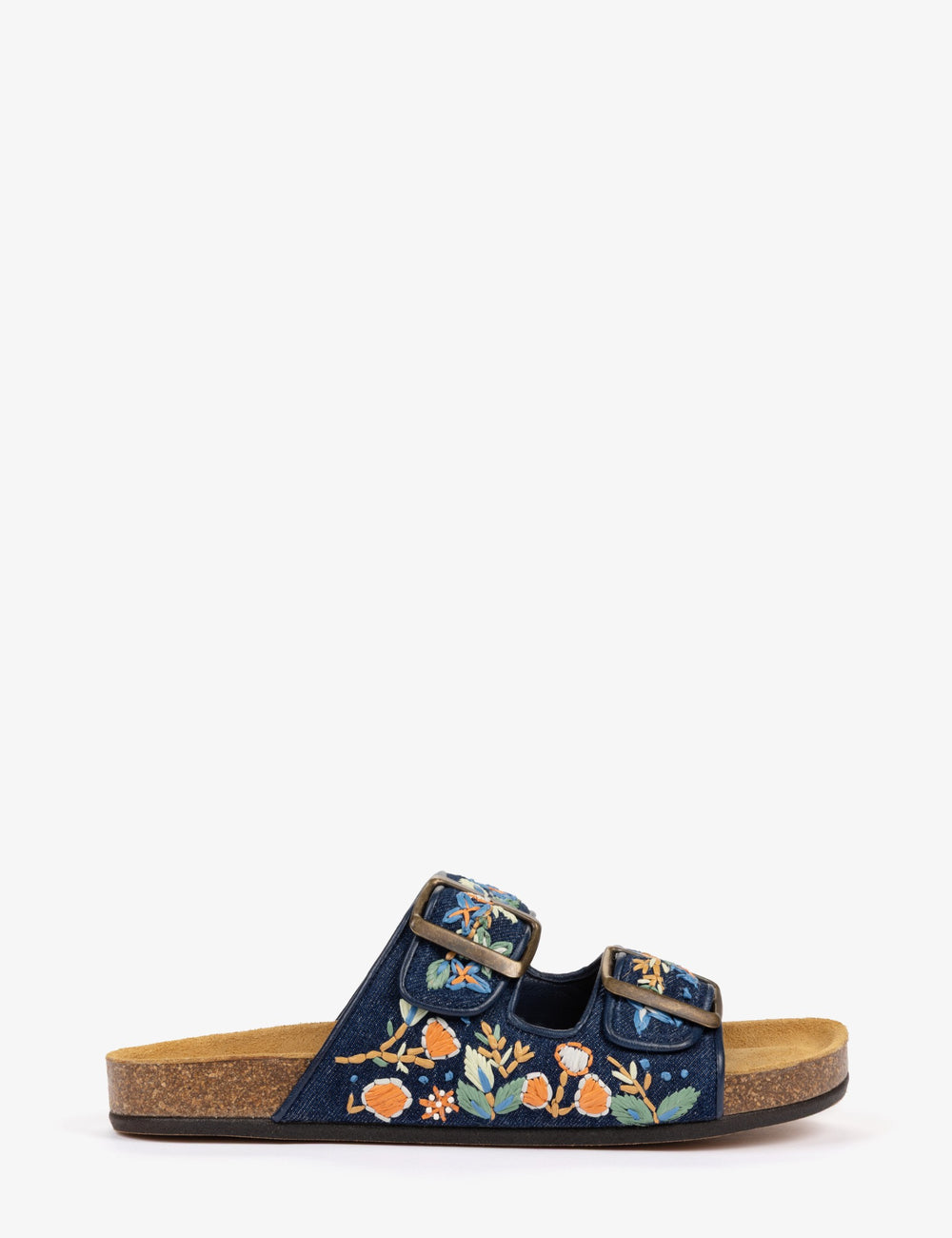 Pool Embroidered Denim Slide