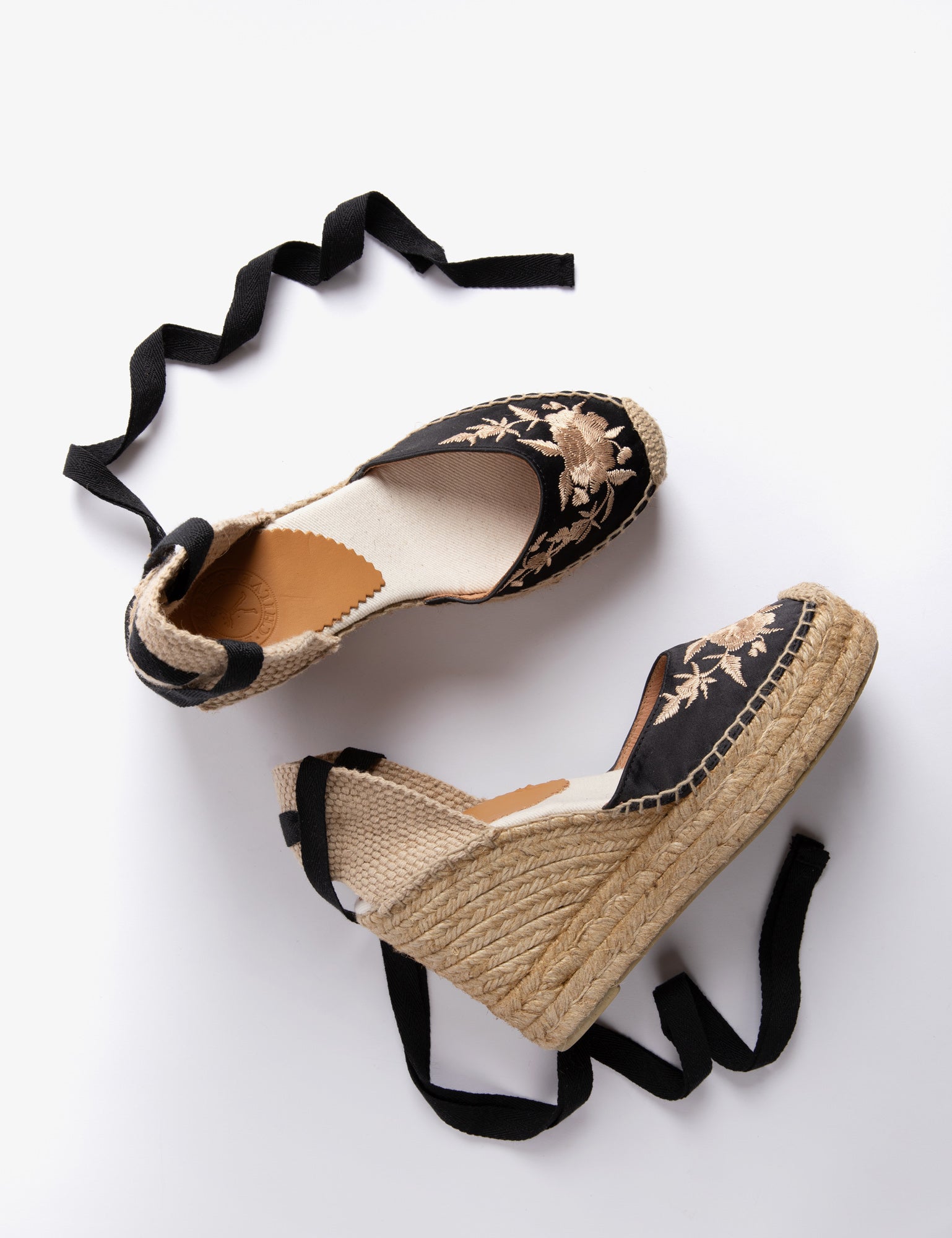 High Gala Embroidered Satin Espadrille