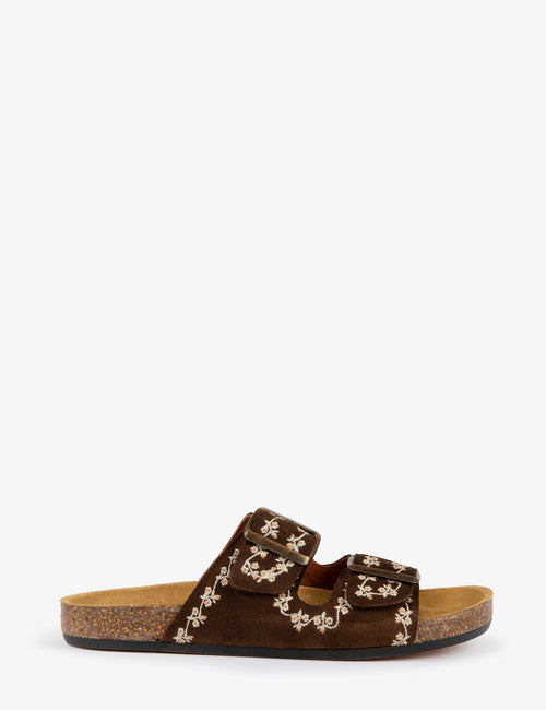 Pool Suede Embroidery Slide