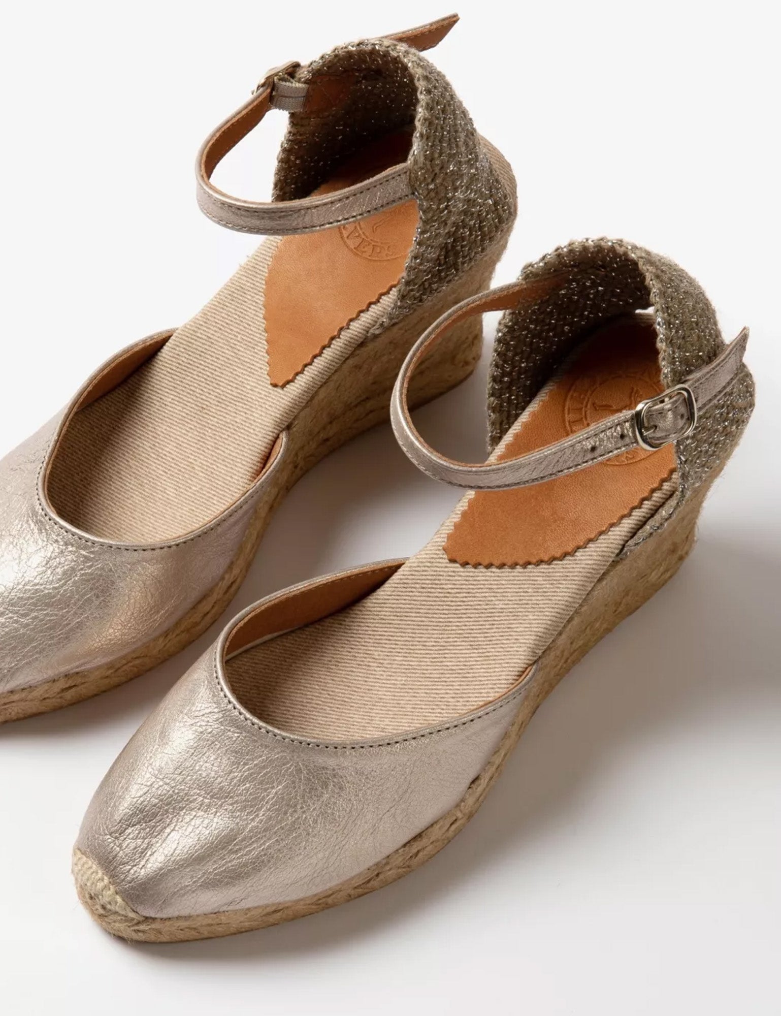 Mary Jane Metallic Leather Espadrille