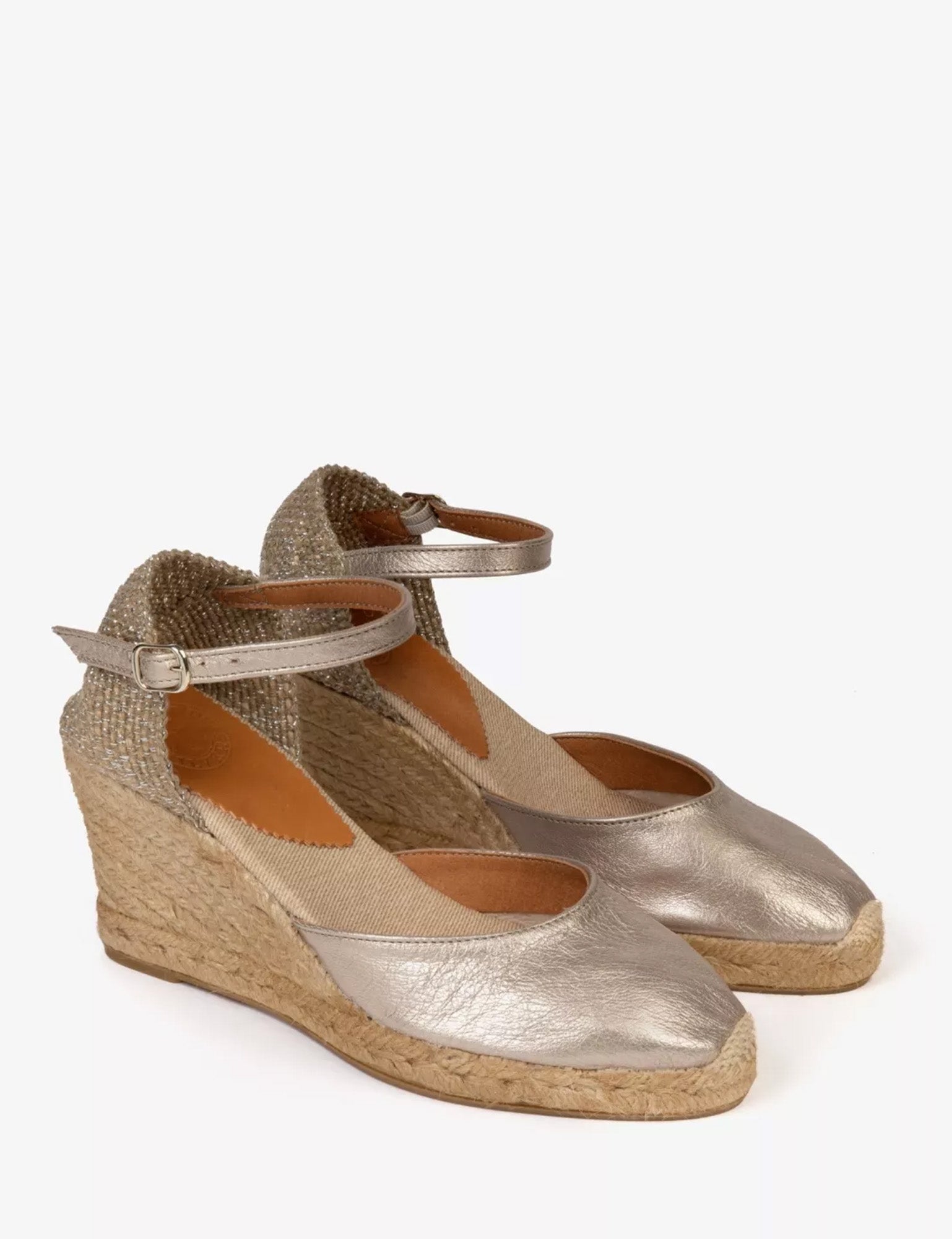 Mary Jane Metallic Leather Espadrille
