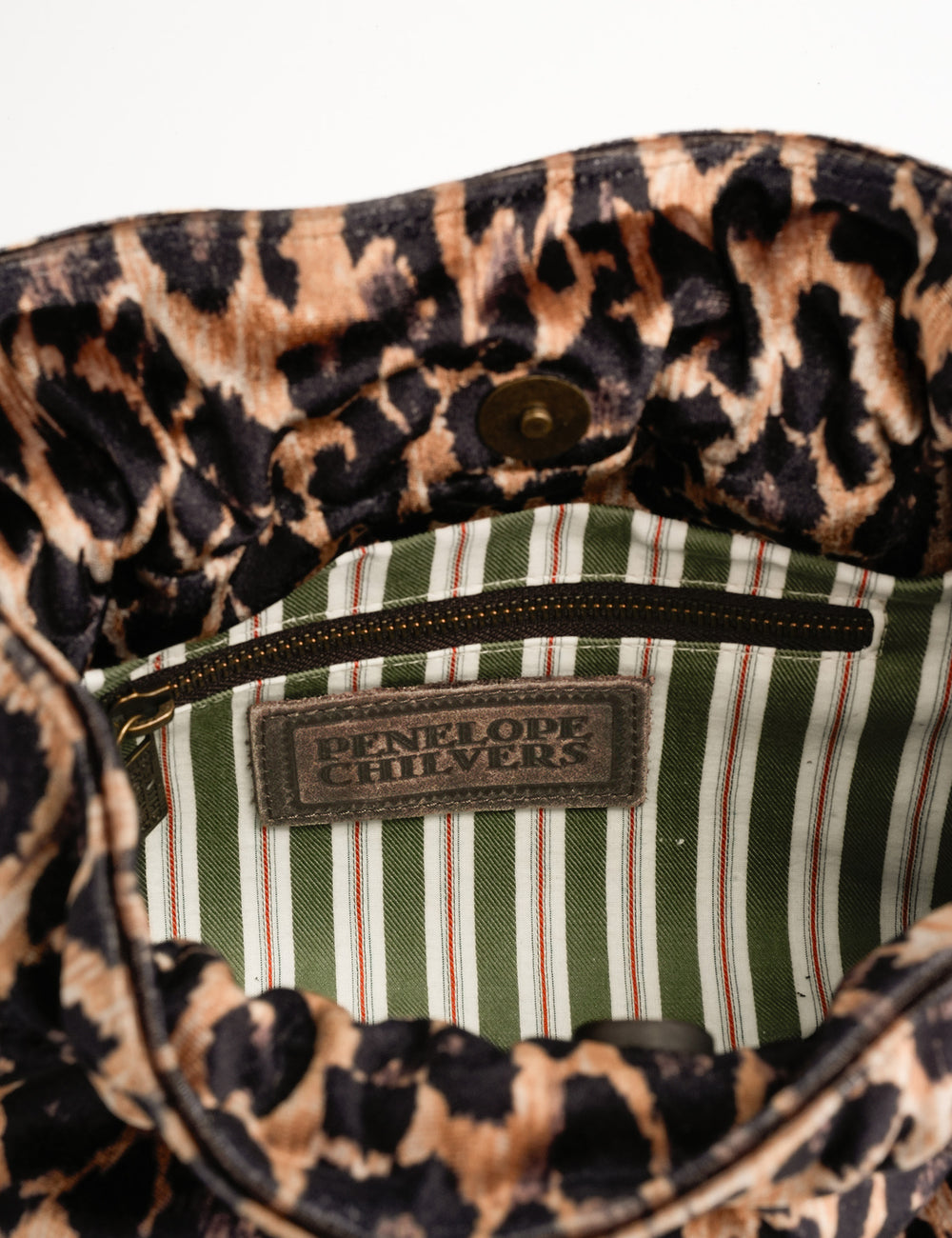 Puffball Leopard Velvet Clutch