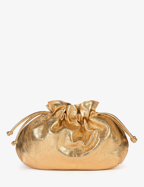 Puffball Leather Clutch