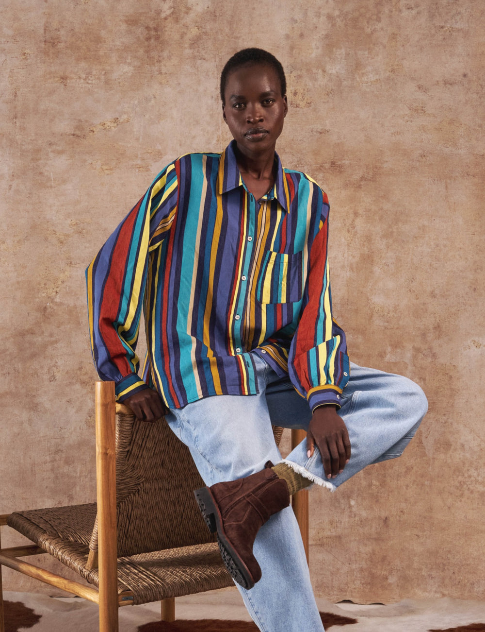 Watercolour Stripe Boyfriend Shirt