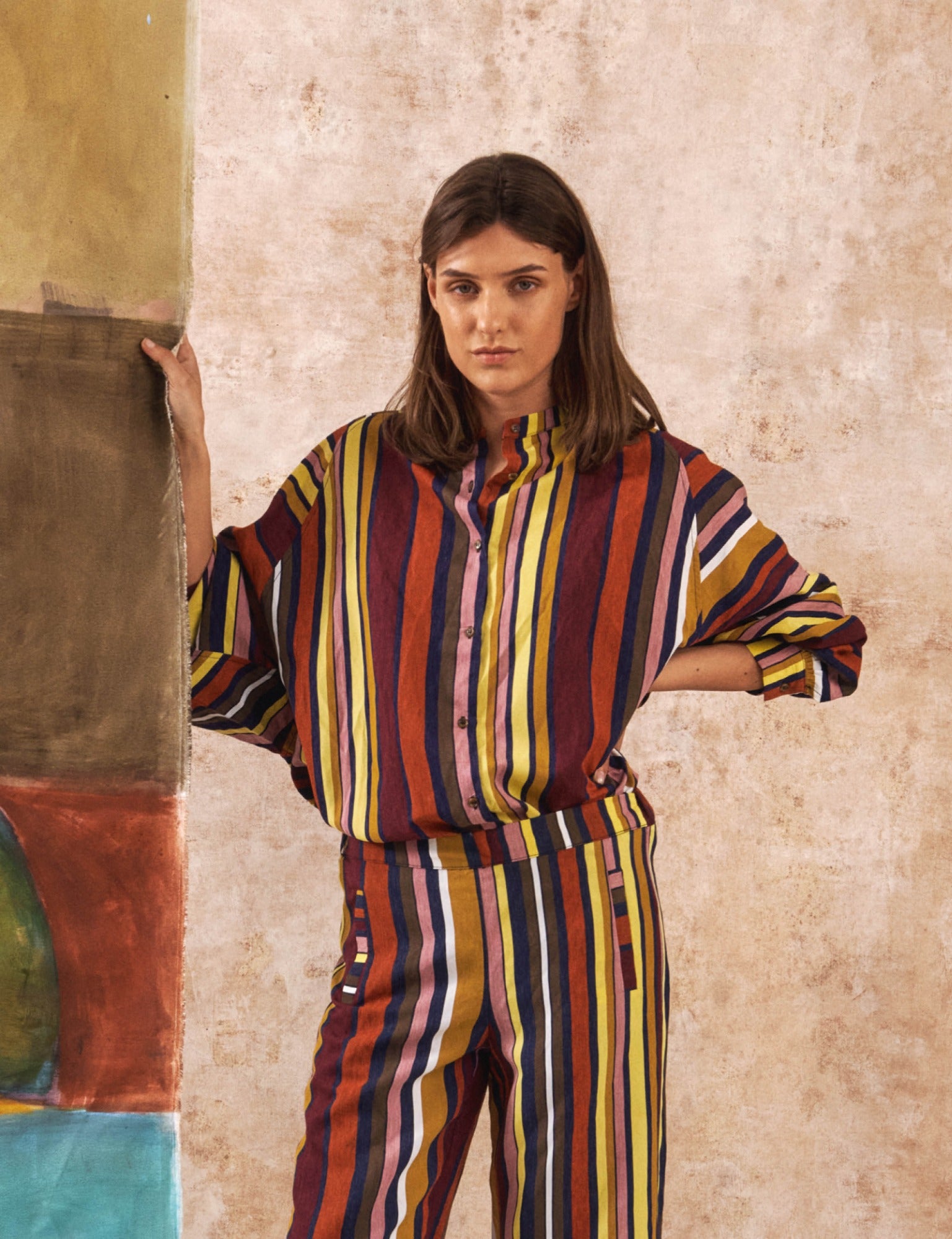 Watercolour Stripe Batwing Blouse
