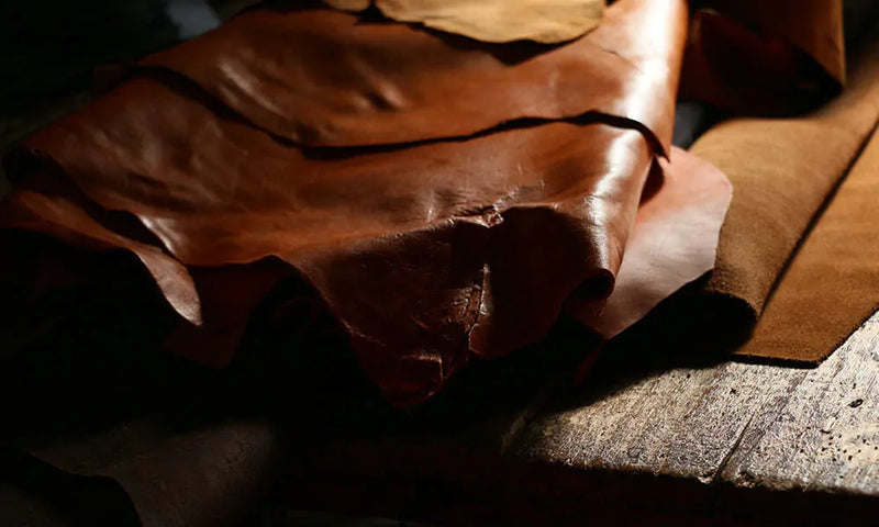 Vegetable dye leathers ready for cutting