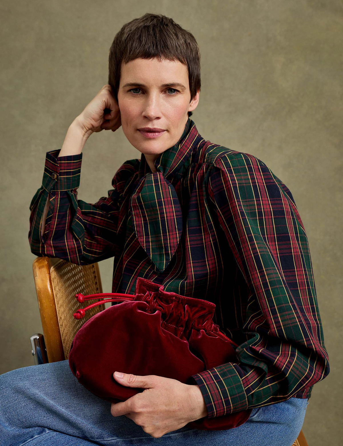 Puffball Velvet Clutch