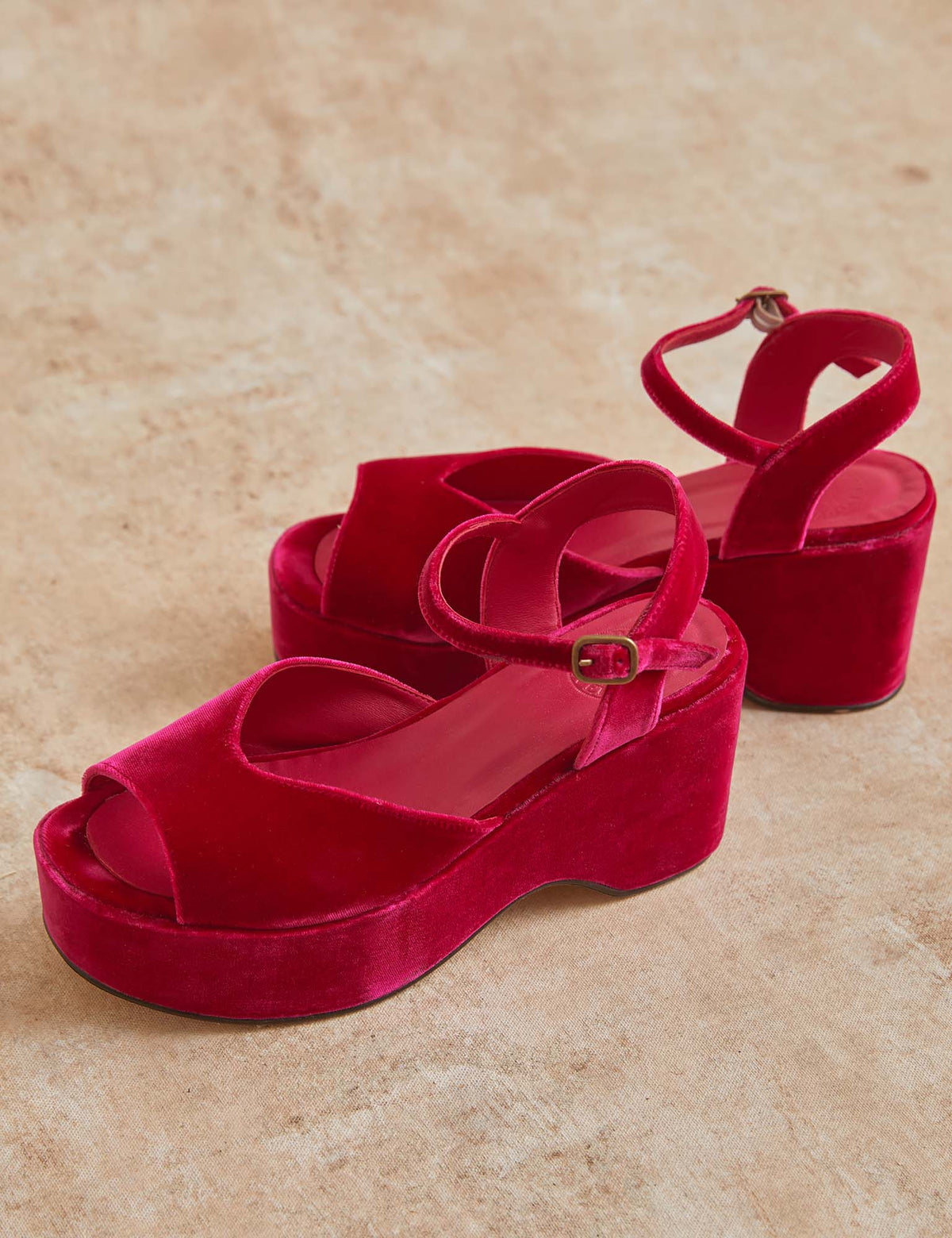 Camellia Platform Velvet Sandal