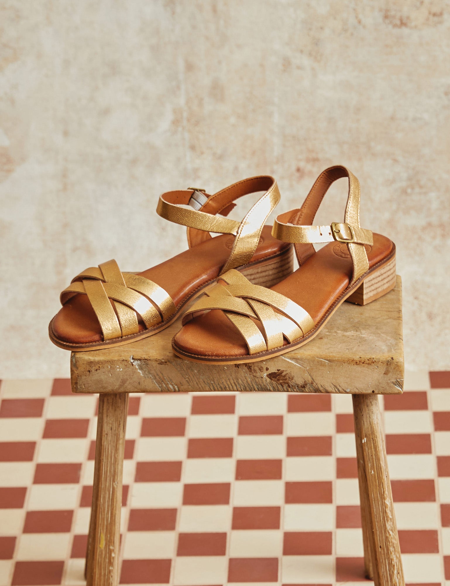 Heeled Shepherdess Leather Sandal