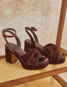 Hibiscus Platform Velvet Sandal