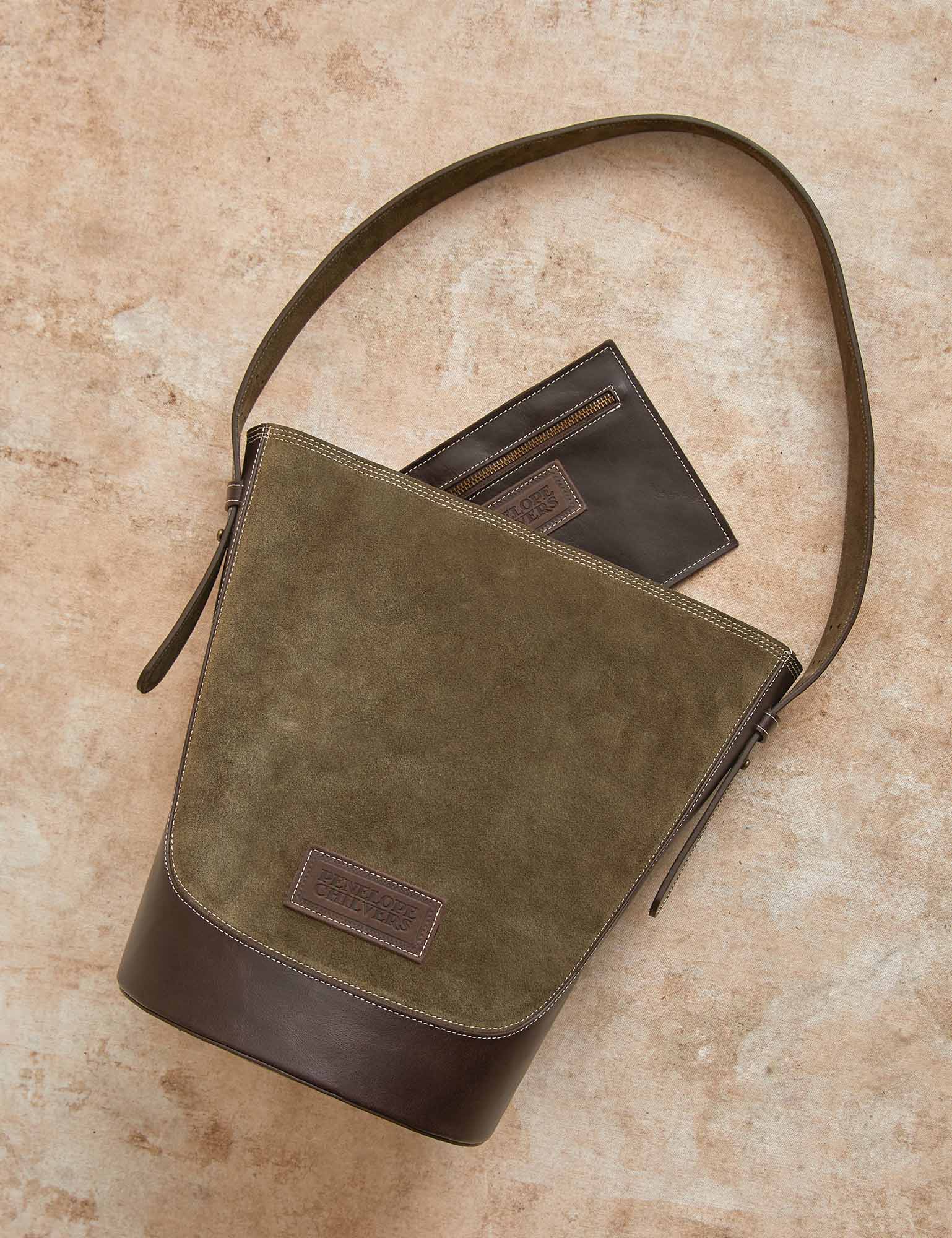 Leather Suede Bucket Bag