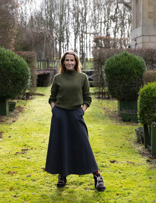 TheBorderSkirt Charcoal TheHedgerowSweater Khaki TheIncredibleBoot DarkCherry 0147b4c4 f45f 4567 9c63 d068f5c69ffc
