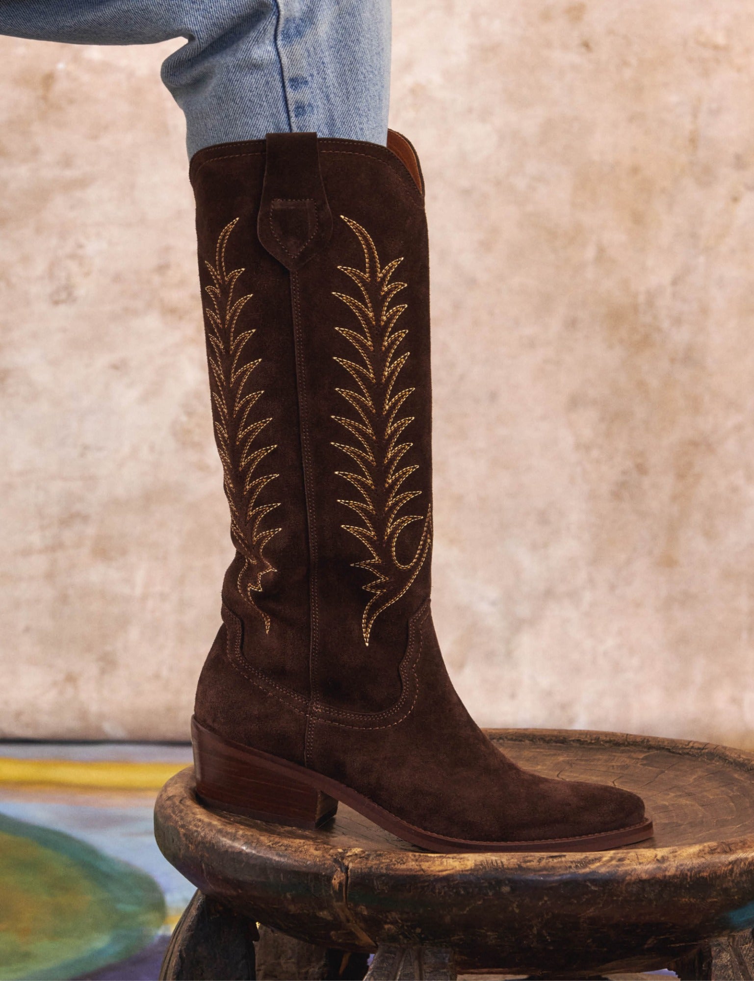 Blanca Suede Embroidered Boot