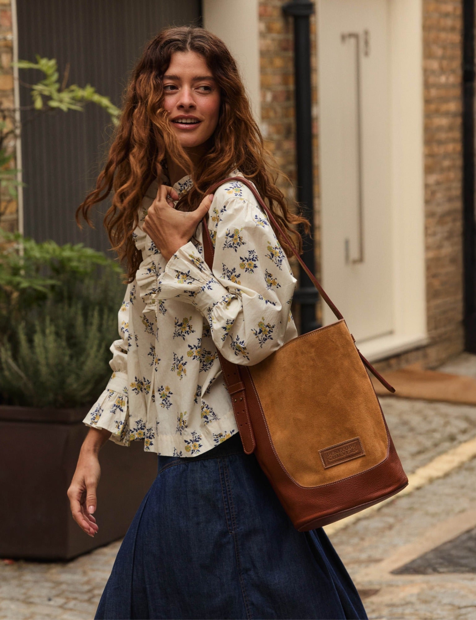 Leather Suede Bucket Bag