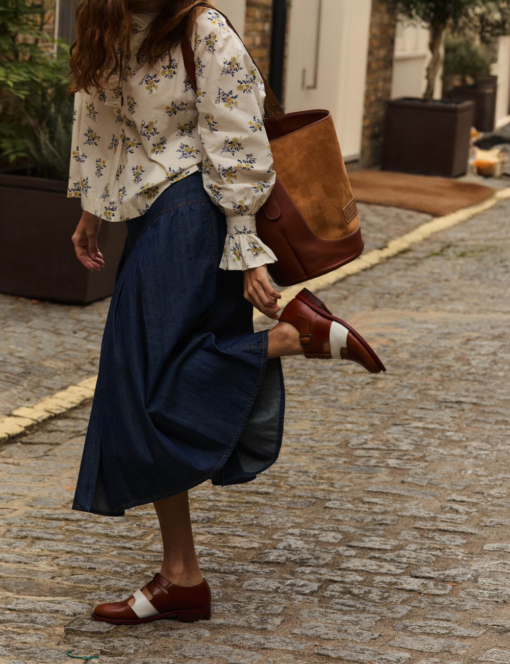 Leather Suede Bucket Bag