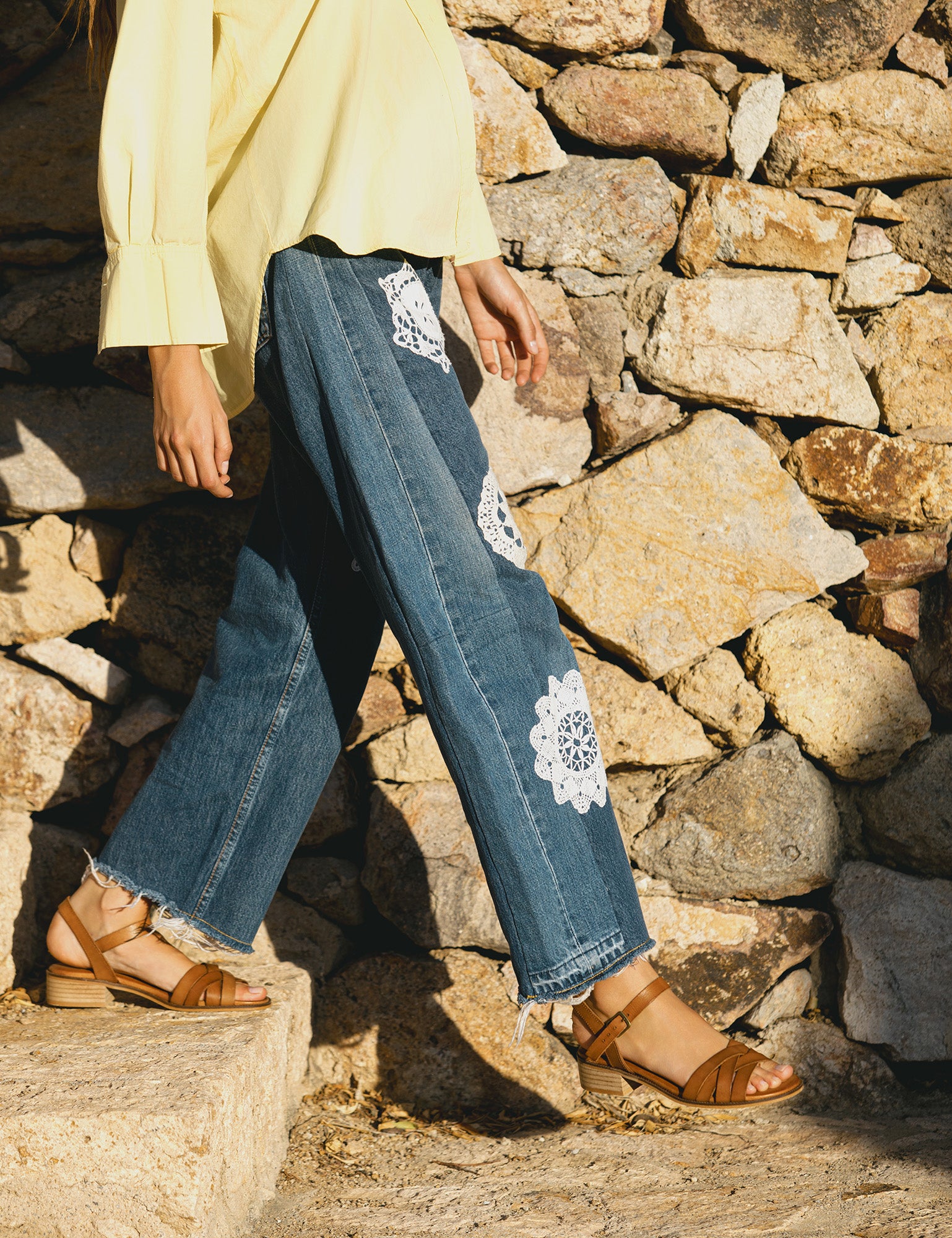 Heeled Shepherdess Leather Sandal