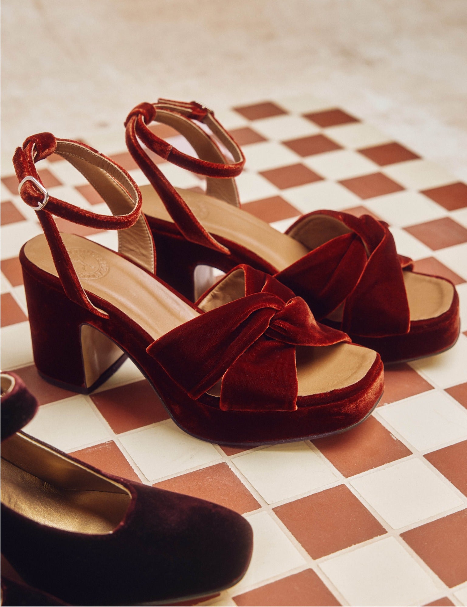 Hibiscus Platform Velvet Sandal