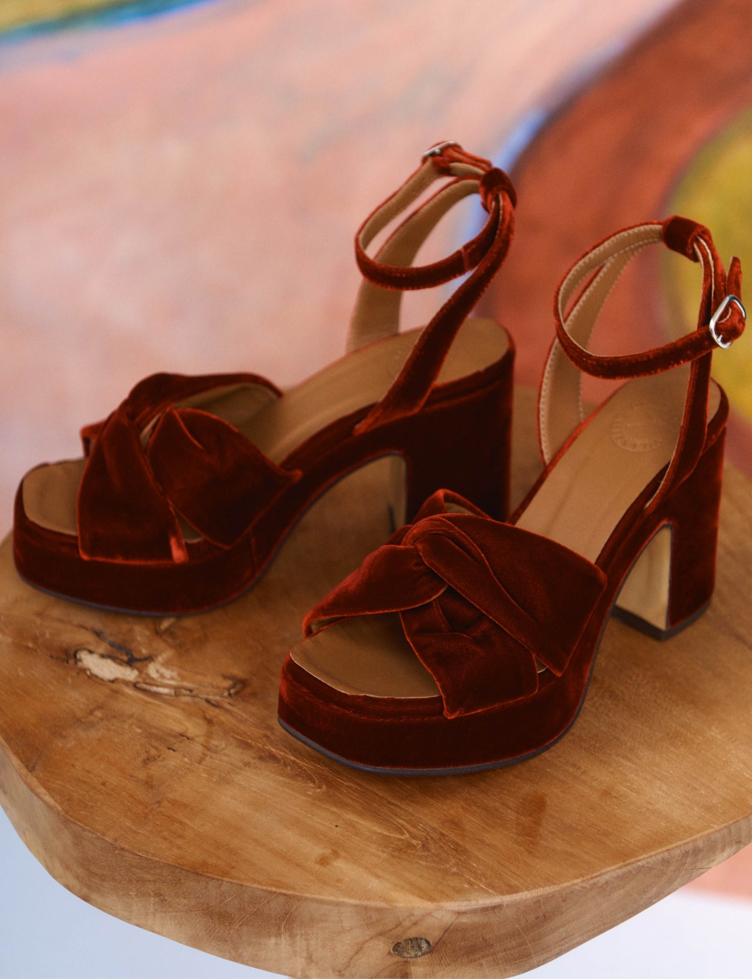 Hibiscus Platform Velvet Sandal