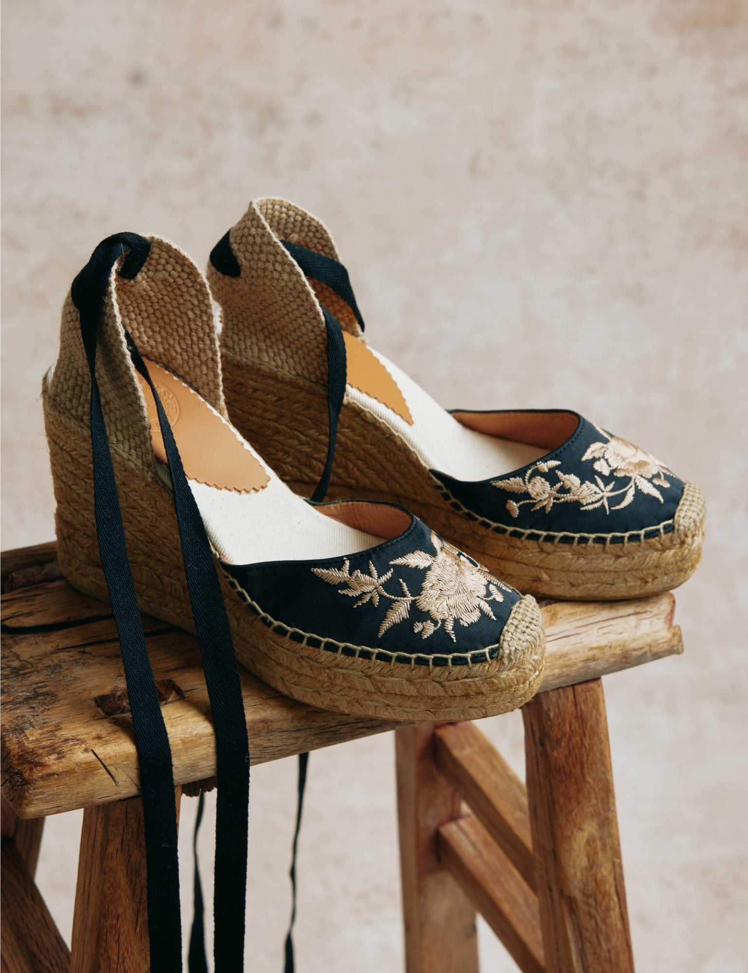 High Gala Embroidered Satin Espadrille