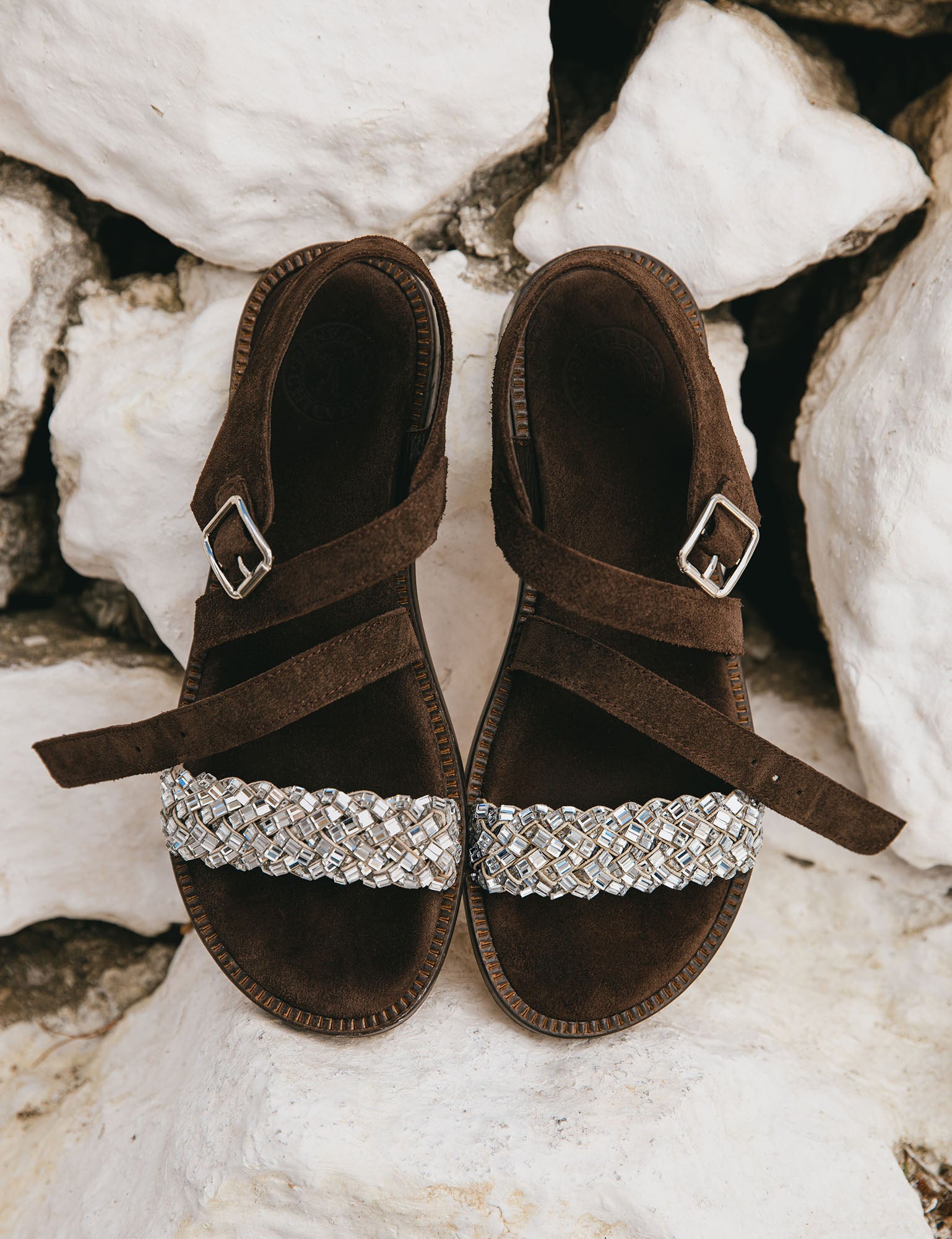 Mortimer Diamante Suede Sandal