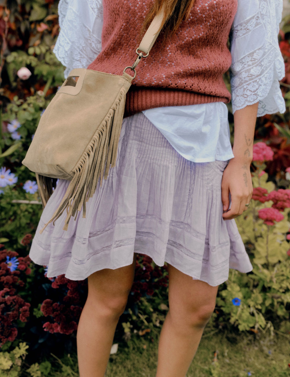 Fringe Handy Suede Bag