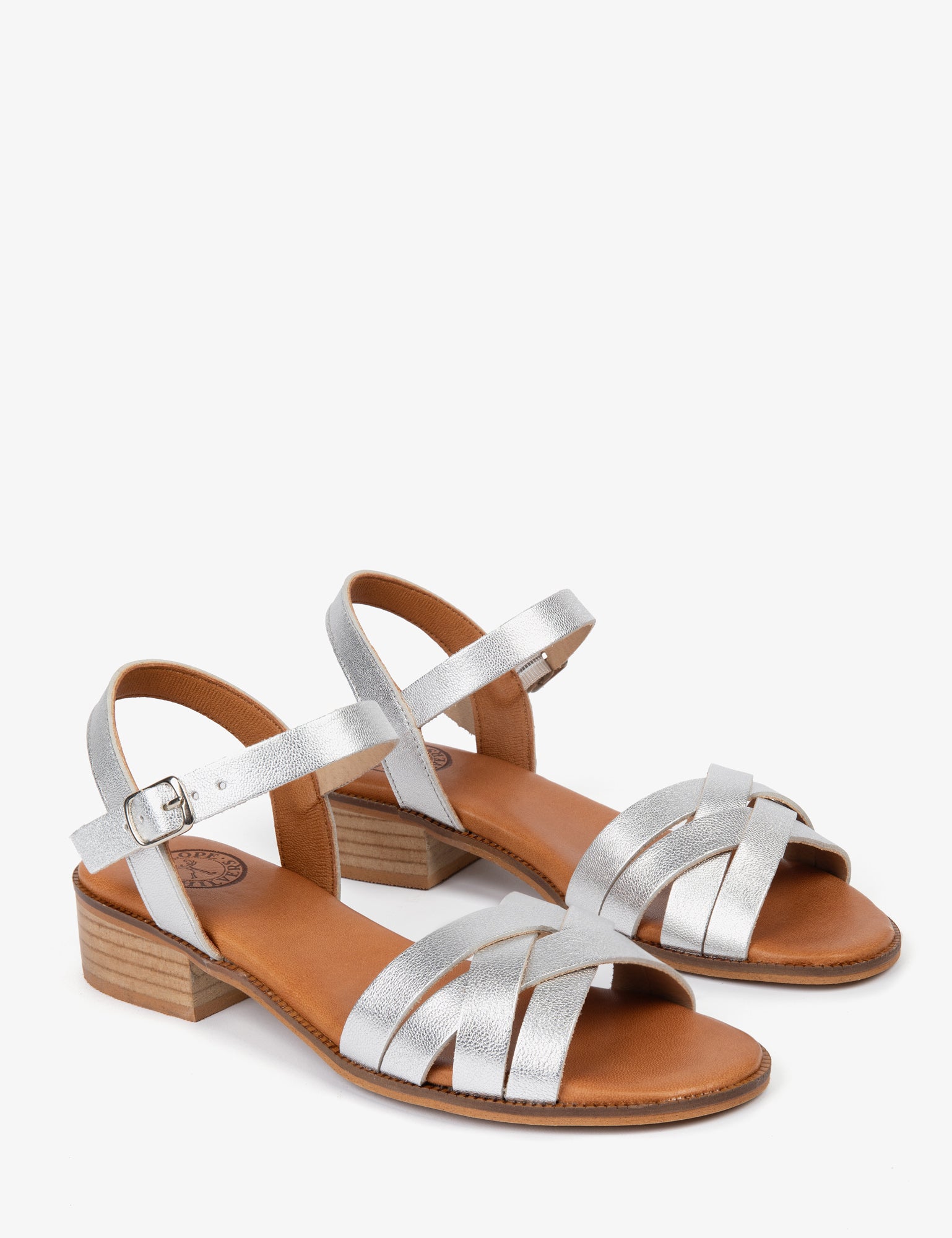 Heeled Shepherdess Metallic Leather Sandal
