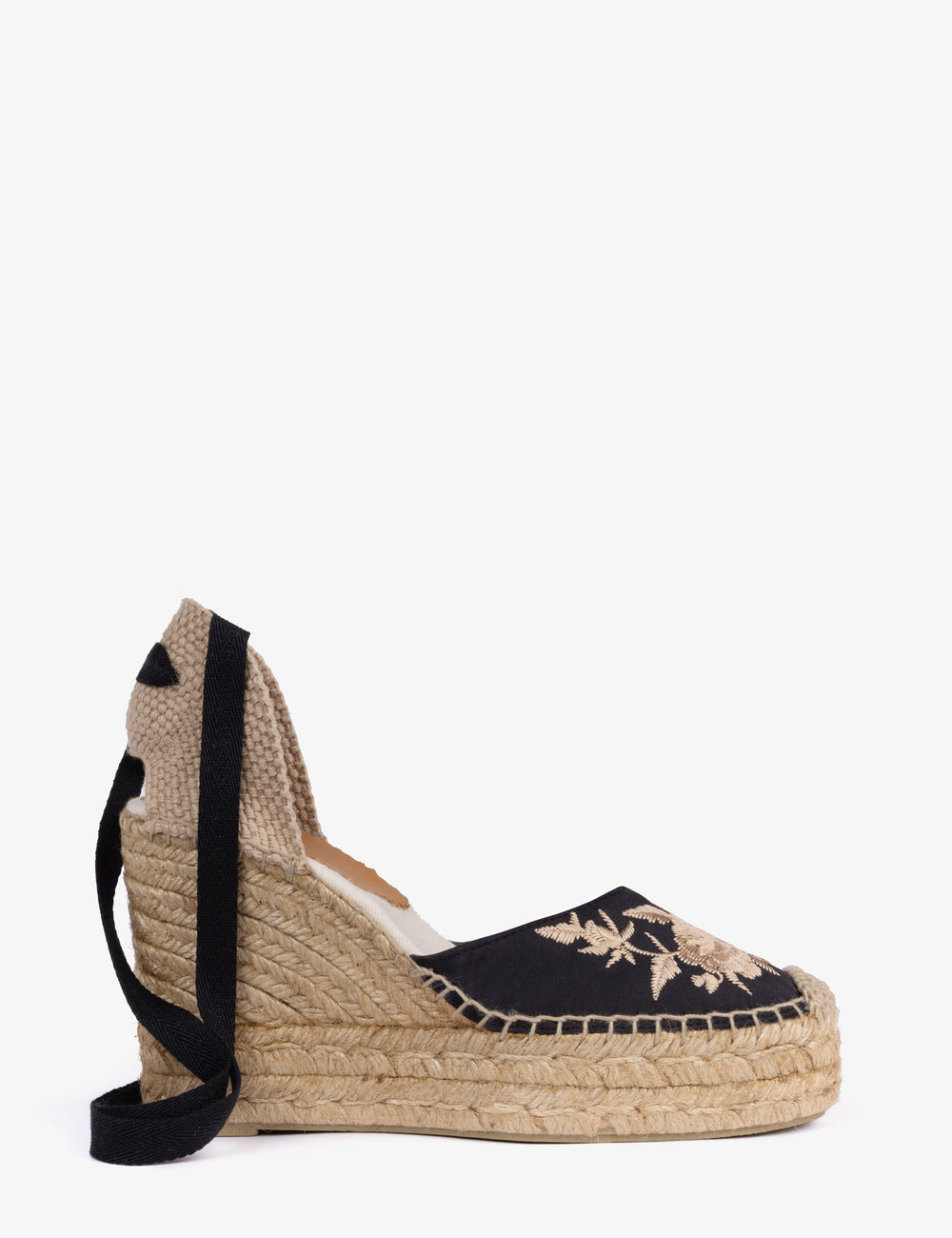 High Gala Embroidered Satin Espadrille