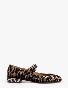 Low Mary Jane Leopard Velvet Shoe