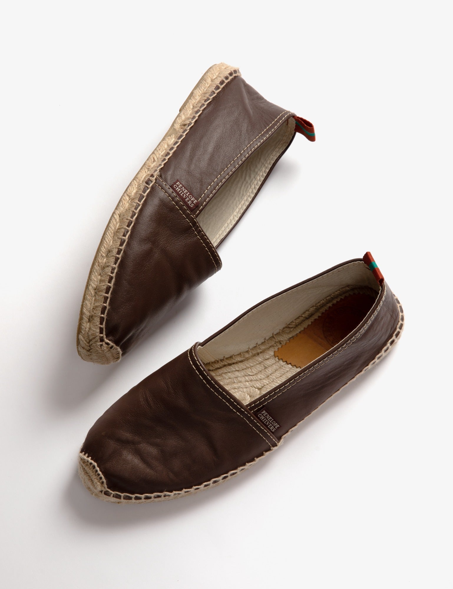 Mens Flat Leather Espadrille
