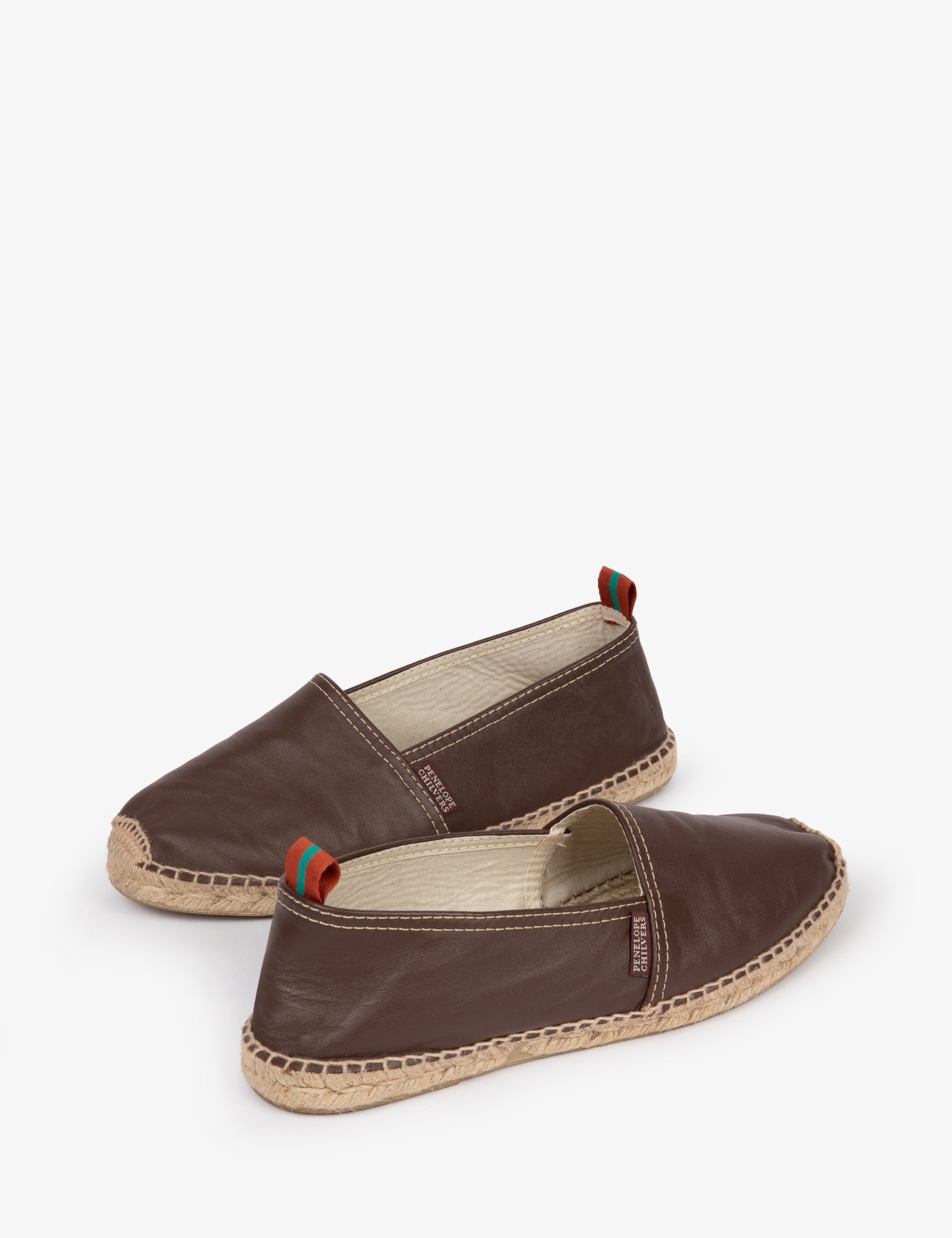 Mens Flat Leather Espadrille