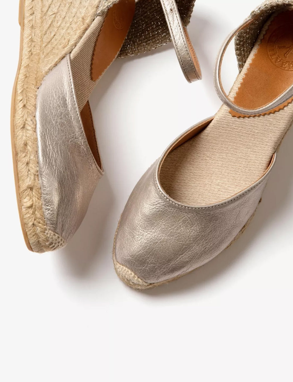 Mary Jane Metallic Leather Espadrille