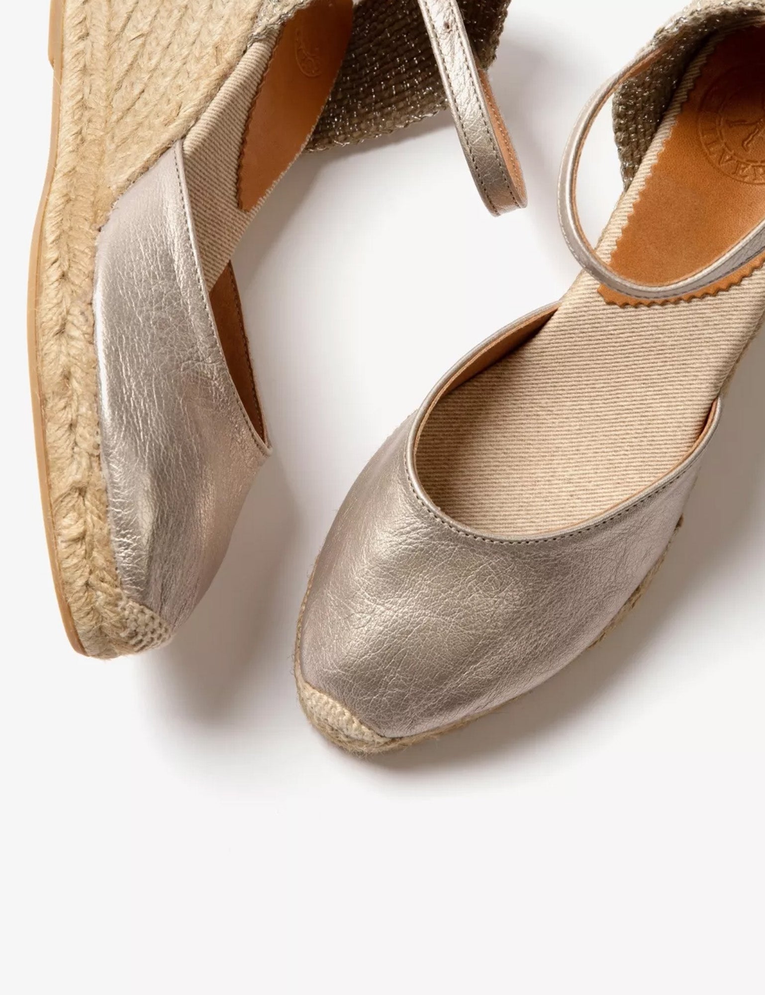 Mary Jane Metallic Leather Espadrille