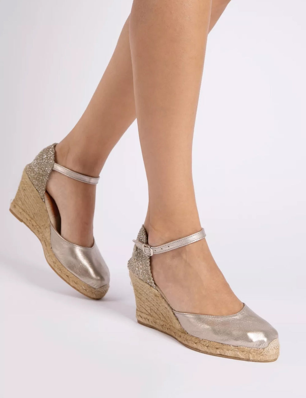 Mary Jane Metallic Leather Espadrille