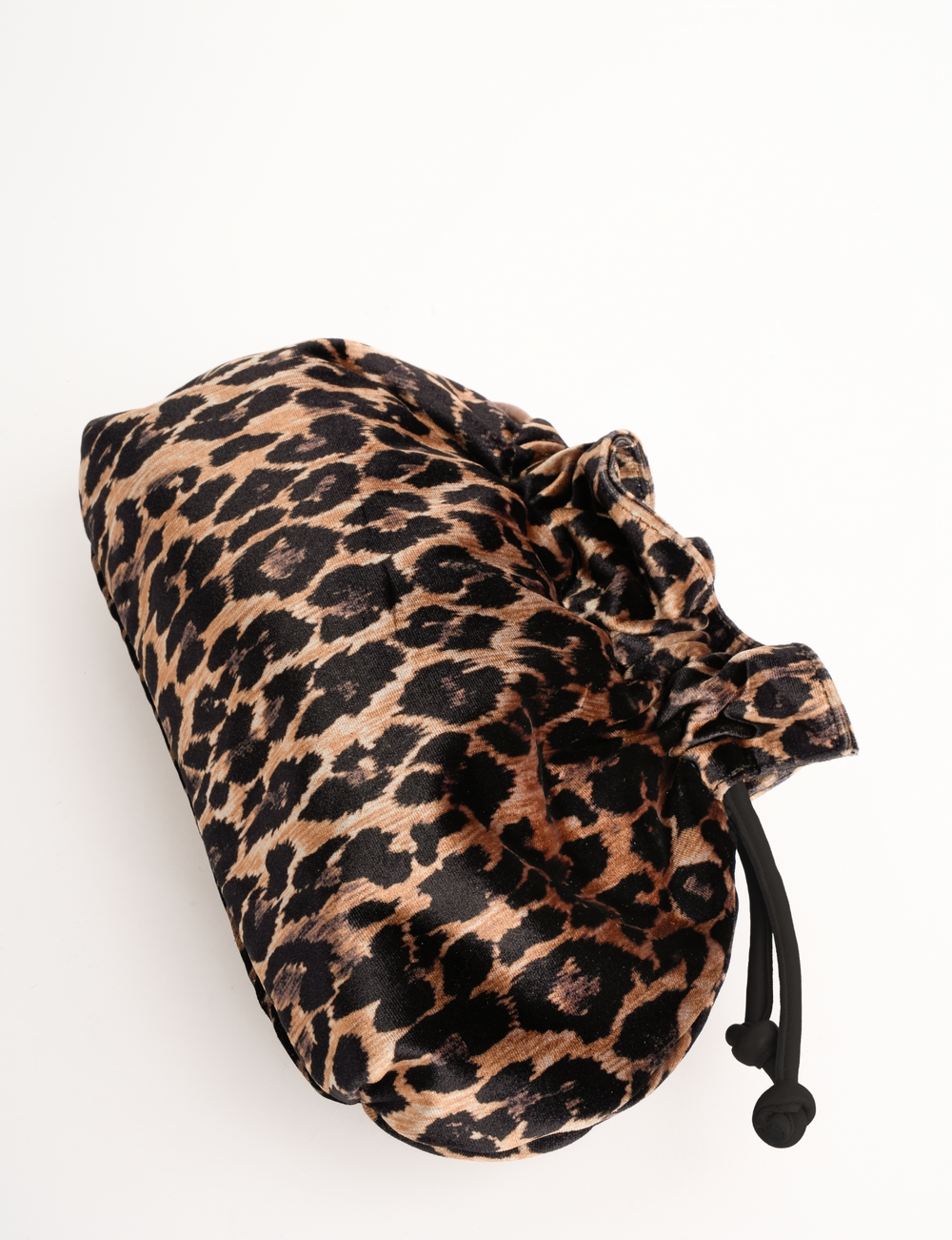 Puffball Leopard Velvet Clutch