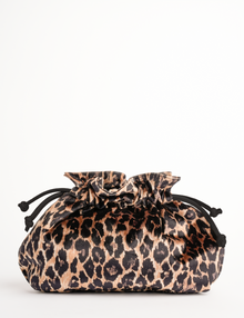 Puffball Leopard Velvet Clutch