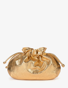 Puffball Leather Clutch