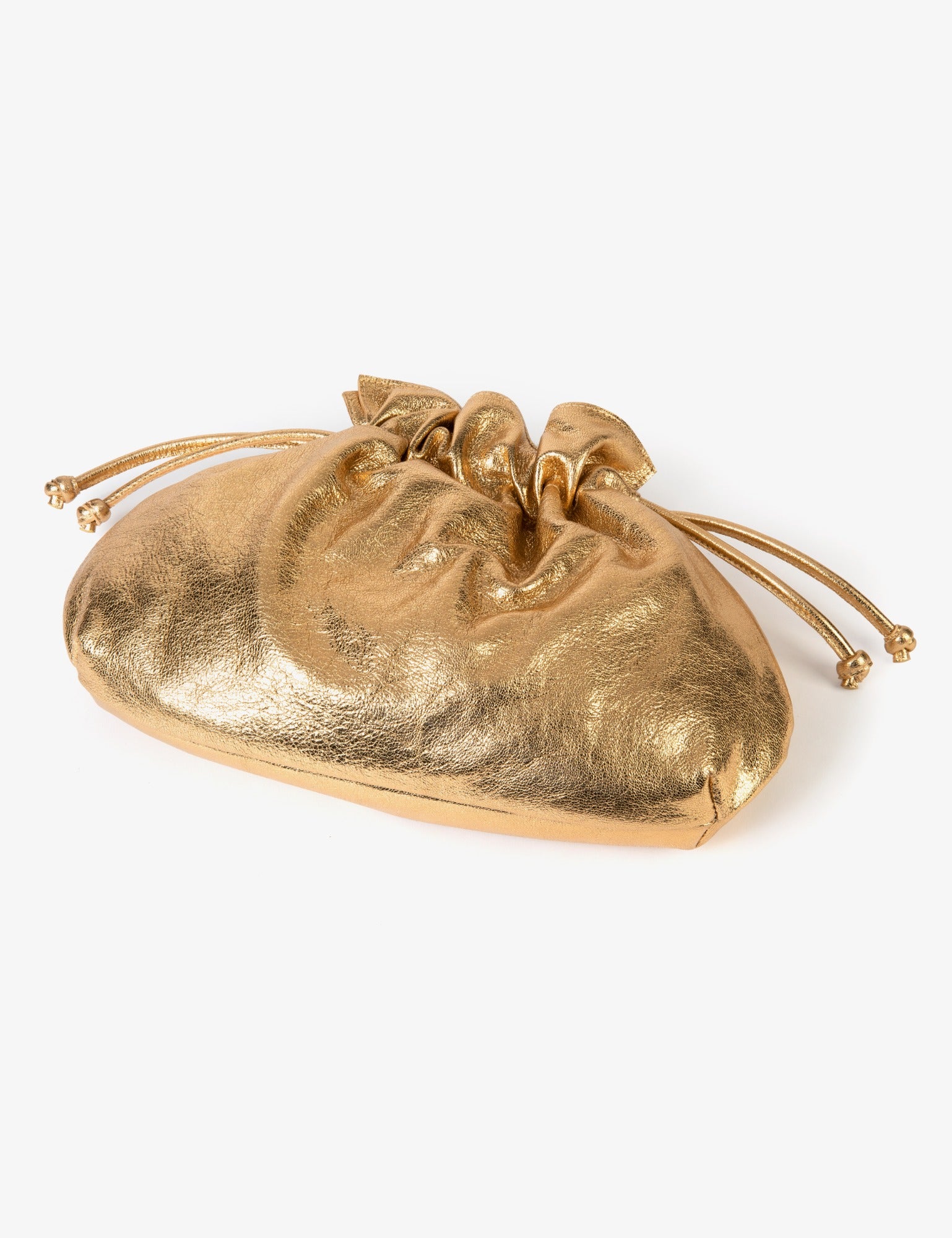 Puffball Leather Clutch