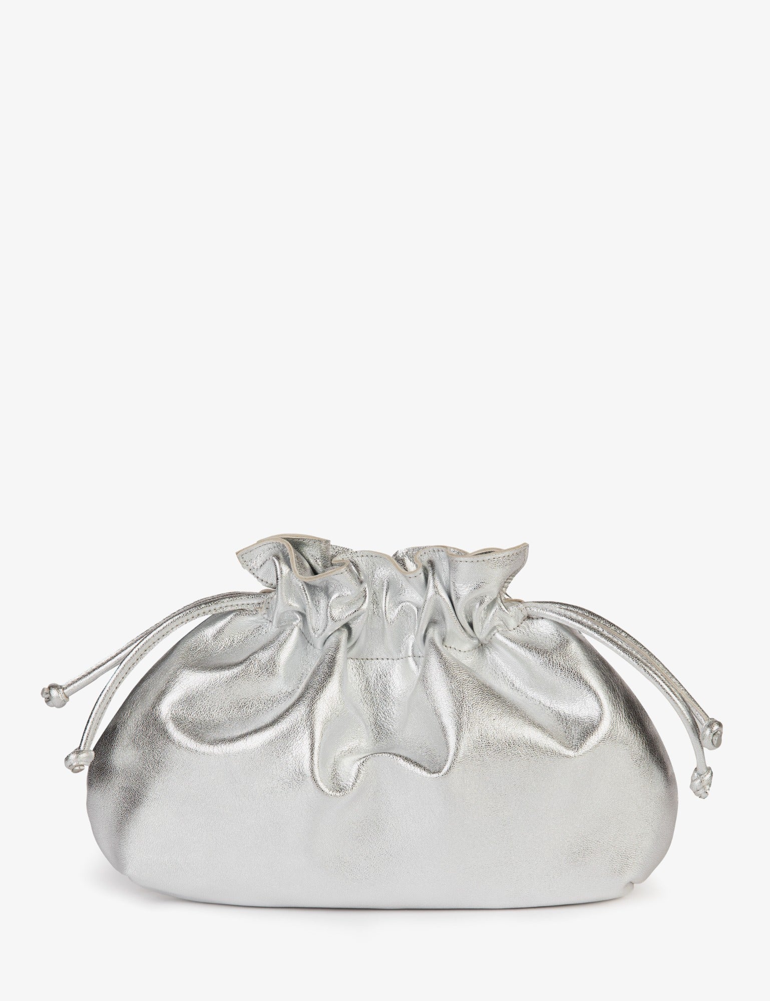Puffball Leather Clutch