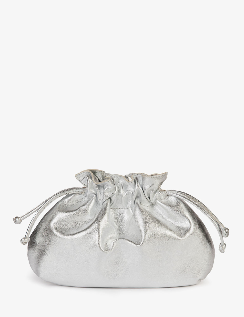 Puffball Leather Clutch