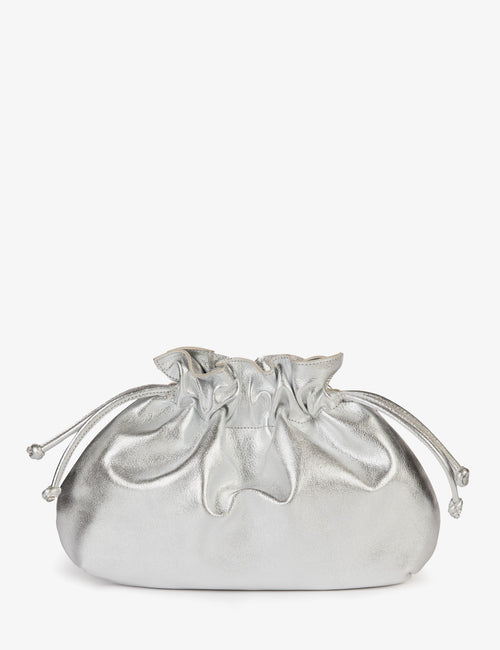 Puffball Leather Clutch