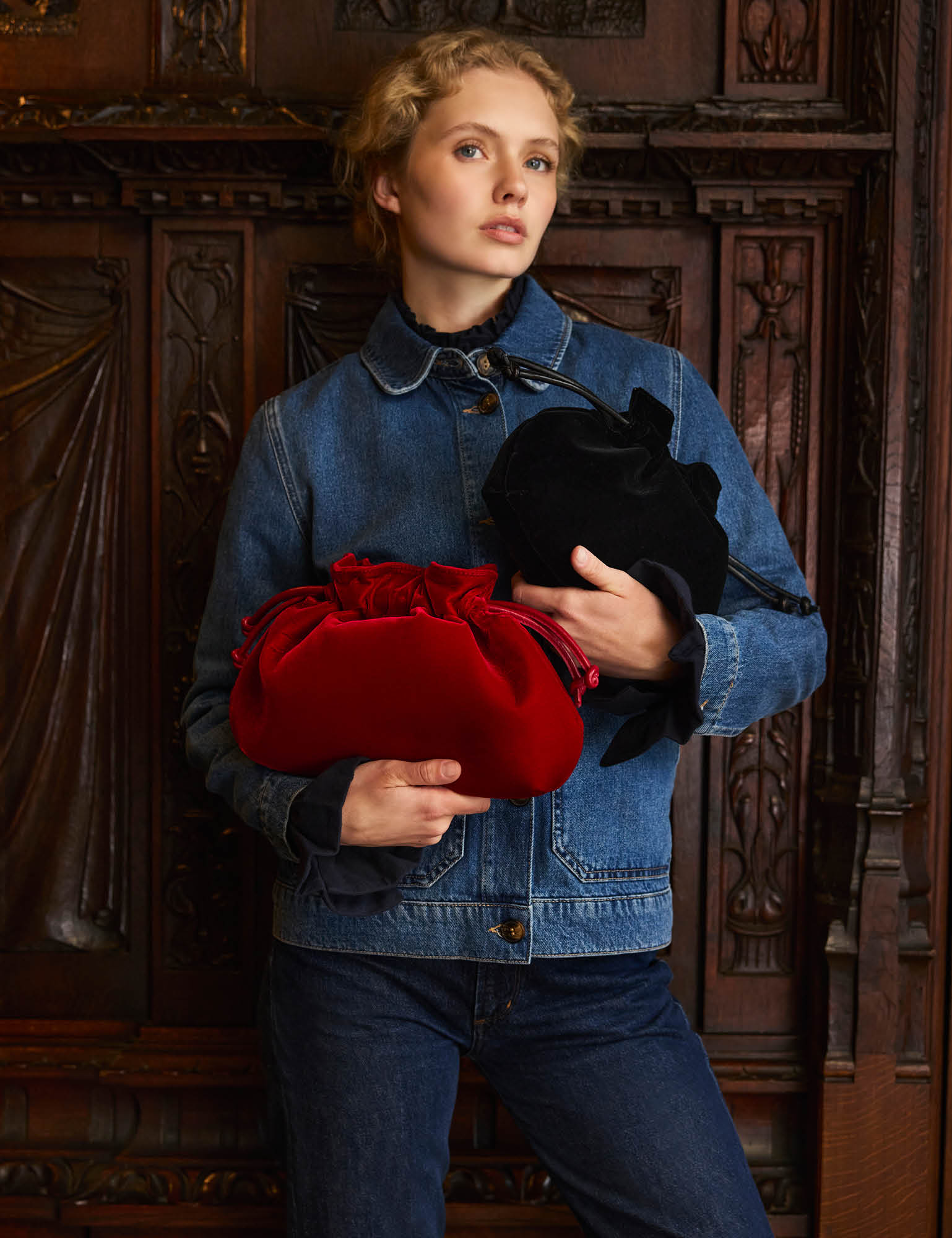Puffball Velvet Clutch
