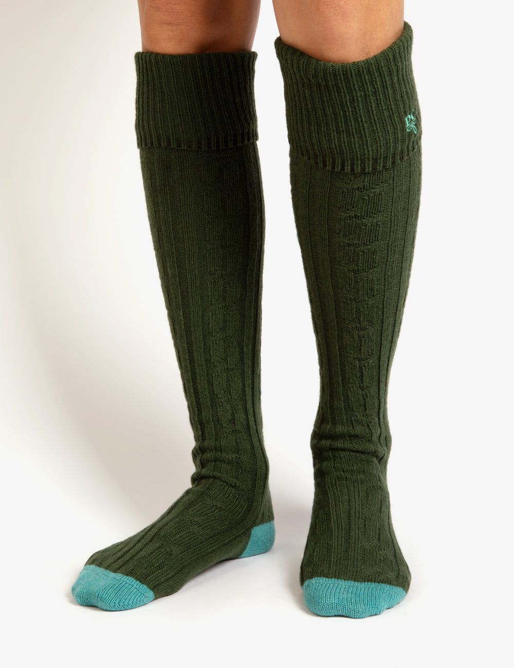Cashmere Blend Cable Boot Socks