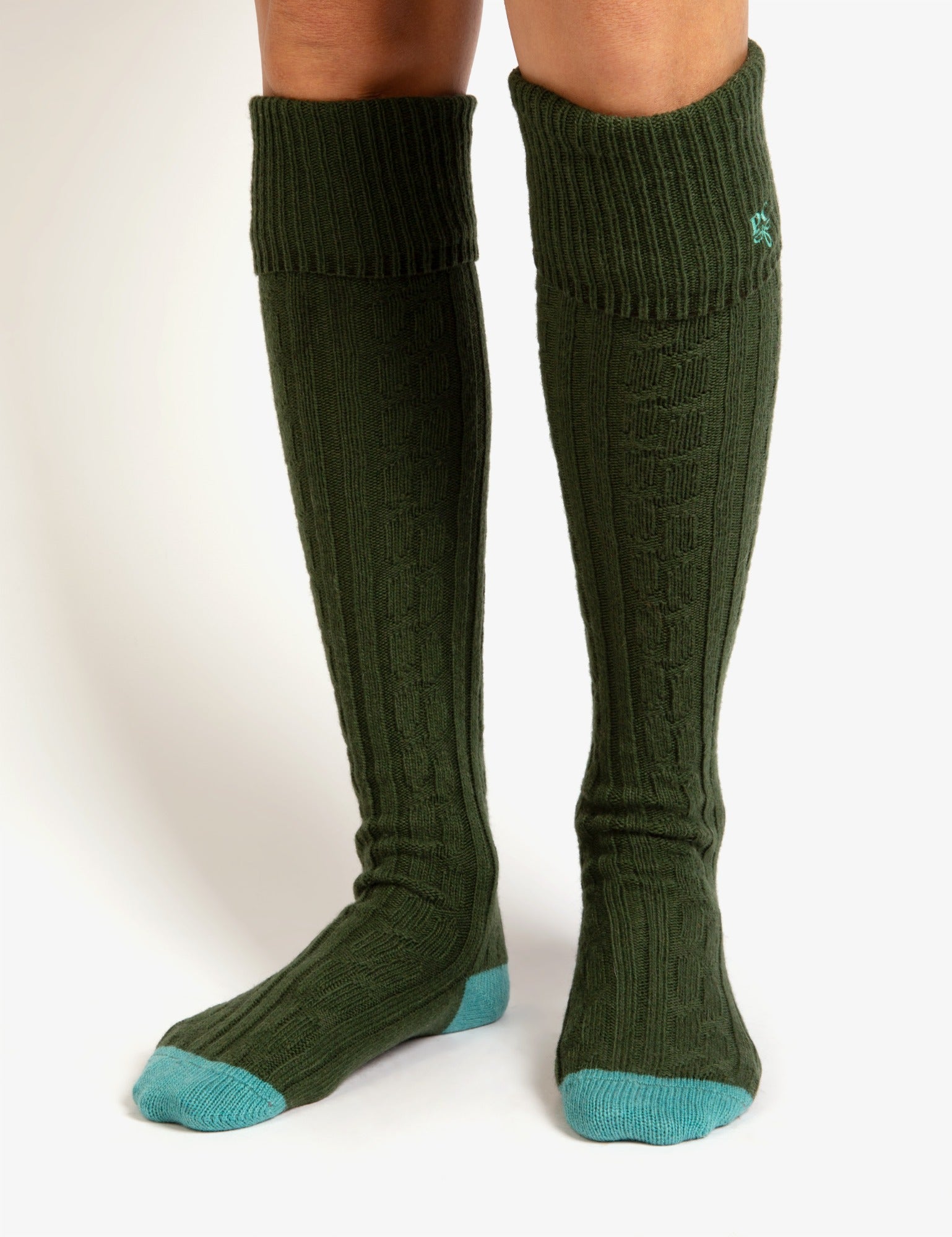 Cashmere Blend Cable Boot Socks