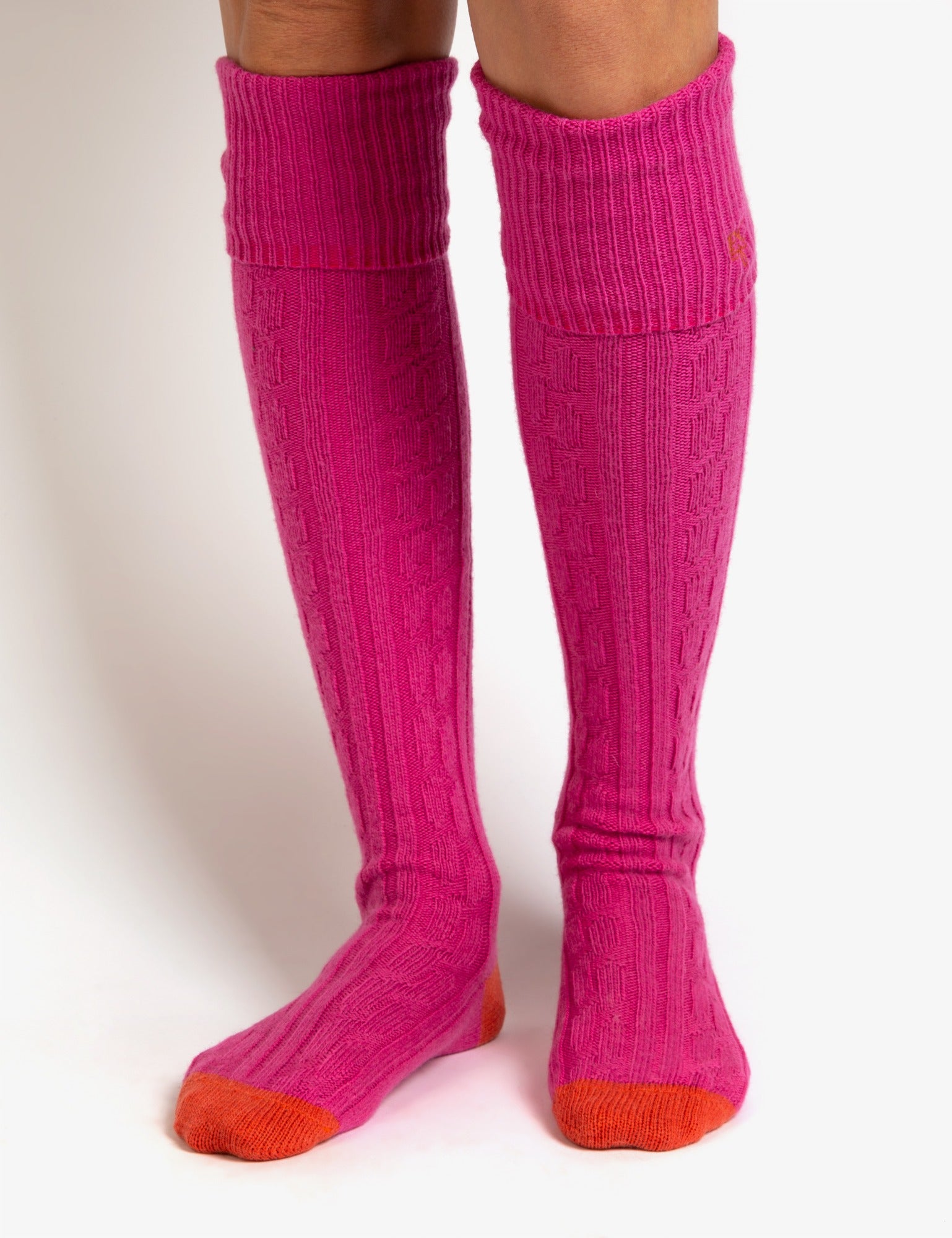 Cashmere Blend Cable Boot Socks