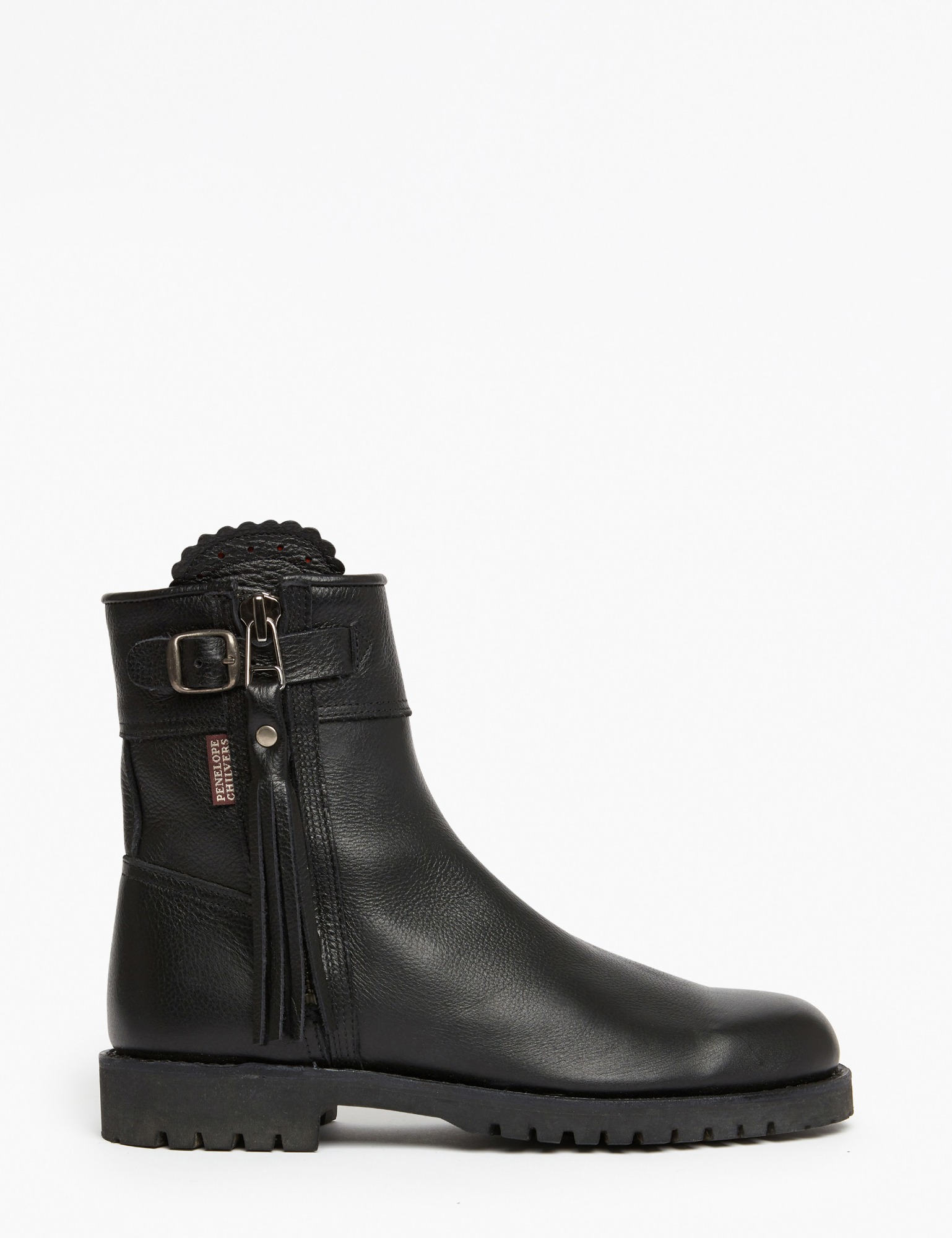 Cropped Leather Tassel Boot